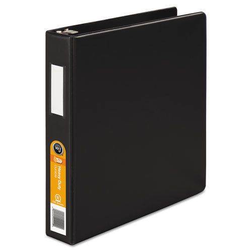 Locking No-Gap Round Ring Binder With Label Holder, 1-1/2&#034; Capacity, Black