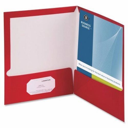 Business Source Two Pocket Folder, Ltr, 2-Pkts, 100 Shts, 25/BX, CRN (BSN44428)