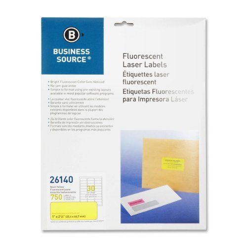 Business source fluorescent laser label - 1&#034; width x 2.63&#034; length - (bsn26140) for sale