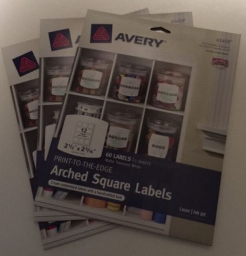 Avery 41459 Print-To-The-Edge Arched Square Labels Matte 2.5 X 2.31 180 Labels
