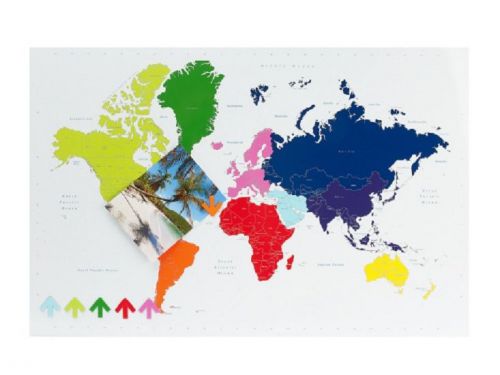 Magnetic Steel World Map Memo Board 15 x 23