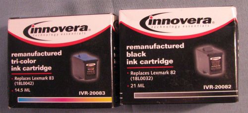 2 PACK COMPATIBLE WITH LEXMARK 82 BLACK 83 COLOR INK CARTRIDGES 18L0032/18L0042