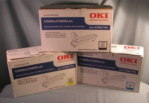 SET OF 3 GENUINE OKI IMAGE DRUMS 43381701/43381704/43381703 C5500/C5800LDN/C5650