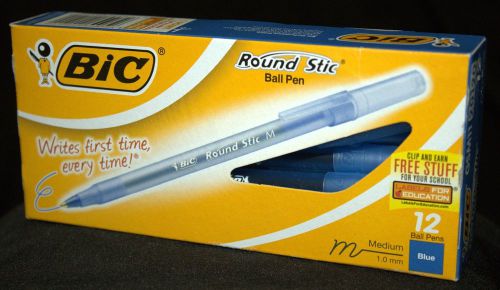BIC Ultra Round Stic Grip Ballpoint Stick Pen | Blue | Medium Point | 6-12 Packs