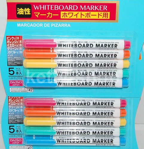 Daiso japan whiteboard board marker 0.7 mm - x 5 colors x 2 pack (made in korea) for sale