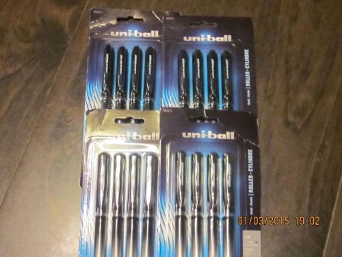 BNIP lot 4 UNI-BALL insight ROLLERBALL pens 0.7mm FINE black FREE- flowing 16ct.