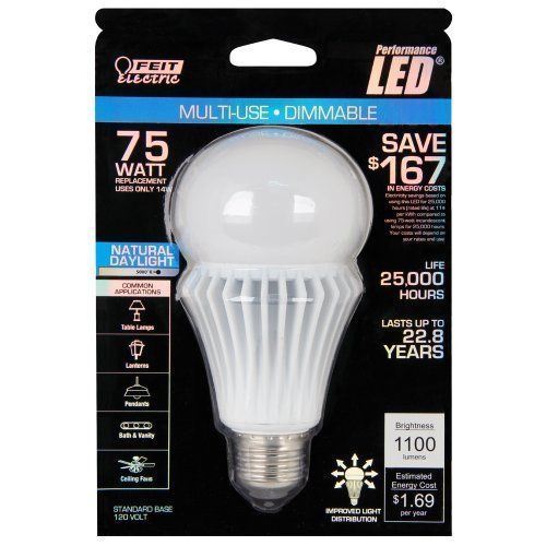 FEIT ELECTRIC LED BULBS 75 WATT BPAG1100DM/5K/LED