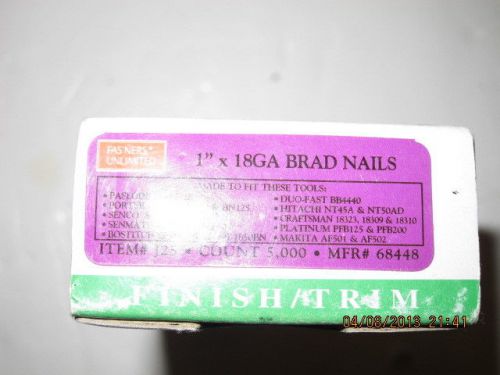 FAS&#039;NERS UNLIMITED BRAD NAILS 1&#034; x 18GA Galvanized (Qty 5000)-BRAND NEW PERFECT!