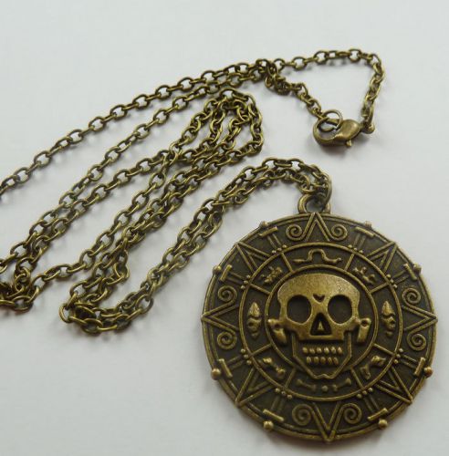 Lots of 10pcs bronze plated skull costume necklaces pendant 644mm for sale