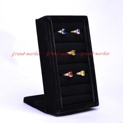 Black Velvet Rings Earrings Jewelry Display Stand Holder Organizer Showcase P086