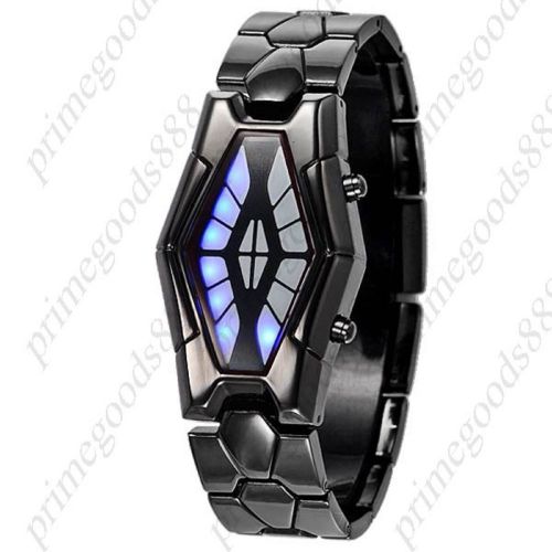 Led digital unisex black snake head shape stainless steel sports wristwatch for sale