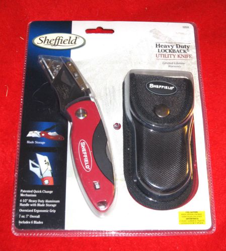 Sheffield 12331 Heavy Duty Lock-Back Utility Knife w/ Xtra Blades, 12331 - NIP