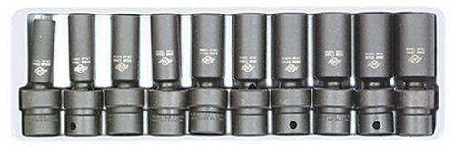 Sunex 3660 10 Piece 3/8&#034; Drive Deep Metric Universal Impact Socket Set