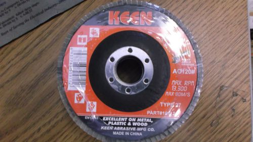 KEEN 4 1/2 &#034; x 7/8&#034; Type 27 Flap Discs Grit 120 (Lot of 5) ID 9227/ BT