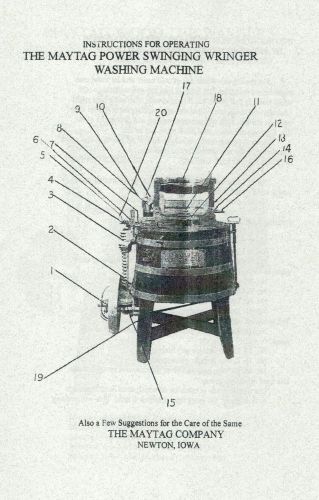 Maytag Gas Engine Motor Wringer Washer Washing Machine Instruction Booklet Hit