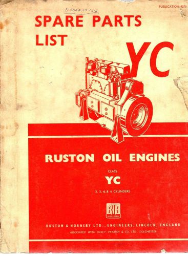 Ruston Hornsby YC Oil Engines Spare Parts List 6714E