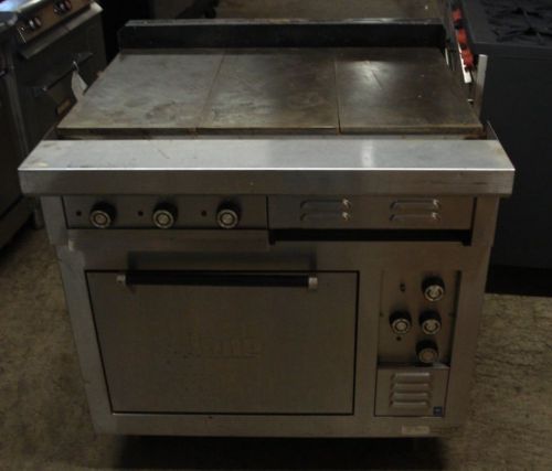 Lang electric french top range with conventional oven for sale