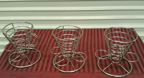 3 pack fries rings chips wire basket &amp; sauce holder #2280 commercial restaurant for sale