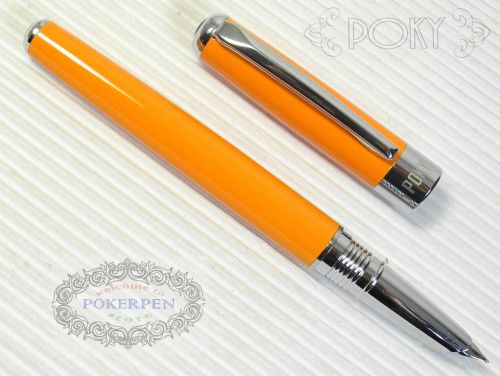 POKY F 400 Fountain Pen ORANGE free 5 POKY colour cartridges RED ink