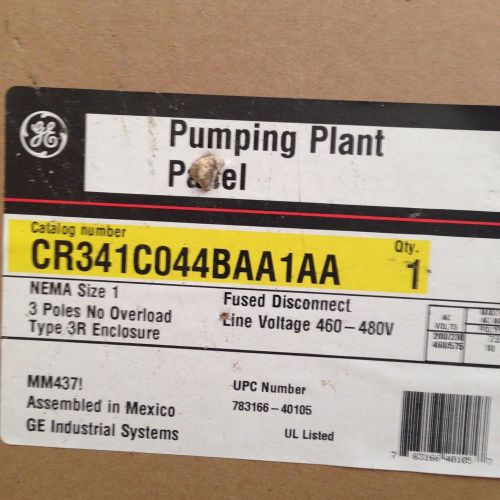 Ge size 1 pump panel, cr341c044baa1aa, 10 hp, 30a, 480v for sale