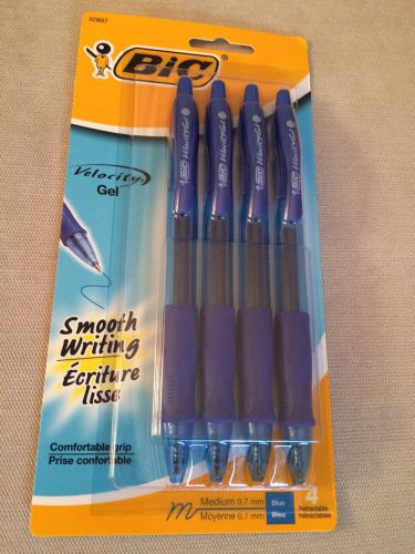 BIC Velocity Retractable Gel Ink Rollerball Pens 0.7 mm Medium .7 Blue ~ NEW!