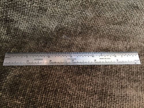 Vintage Pioneer 6&#034; Stainless Steel Rule Ruler Measuring Device Tool 32nds 64ths