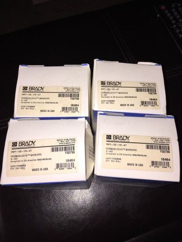 4 NIB Brady PSPT-125-175-WT Permasleeve Markers 100/roll.  FREE SHIP