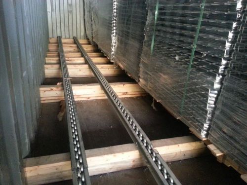 pallet flow rack wheel skates staggered 10&#039; long  CHEAP industrial racks