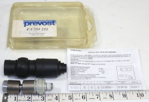 PFA Pneumatic Swivel Connector 1/4&#034; FNPT In.  1/4&#034; MNPT Out.  Prevost #FA201251~