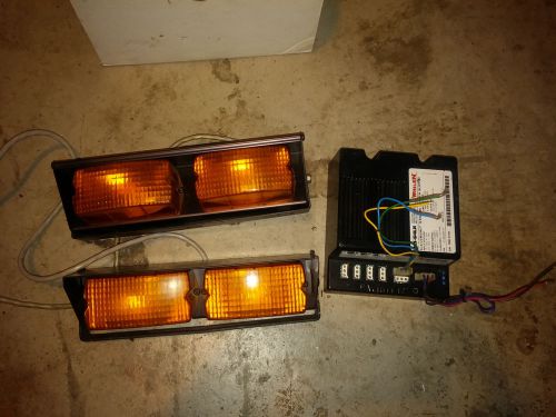 (2) Federal Signal  Deckstrobe DS2 dual strobe lights with Whelen power supply