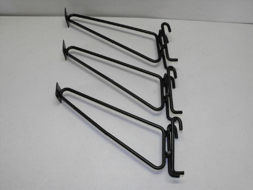 3x Slot Board Hook Hooks Slat Wall Merchandise Holder Metal Steel Black Peg 10&#034;