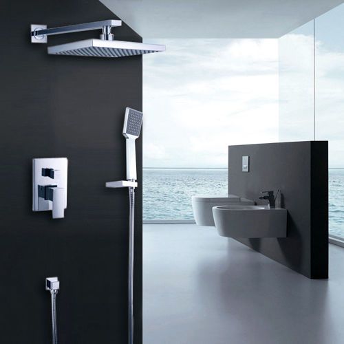 Modern wall mount rain shower head &amp; handshower shower system in chrome finished for sale