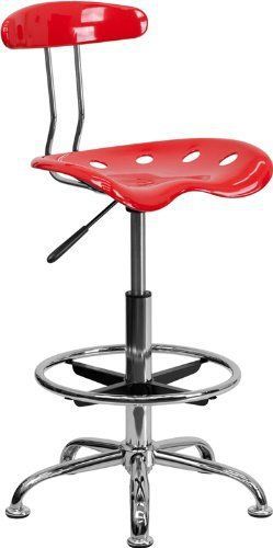 Flash Furniture LF-215-CherryTOMATO-GG Vibrant Cherry Tomato and Chrome Draftin