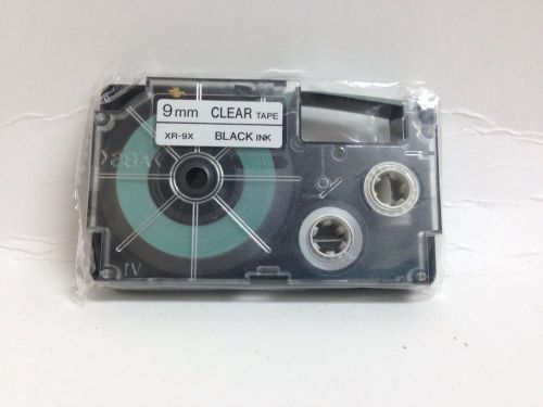 CASIO  9 MM 3/8&#034; XR-9X LABEL TAPE CLEAR TAPE BLACK INK  NEW