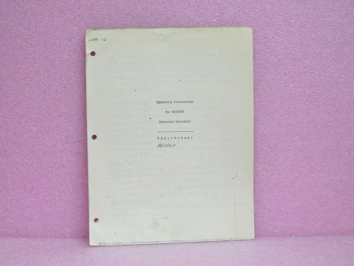 Motorola Manual DG100HA Character Generator Preliminary Operating Instr. w/Sch.