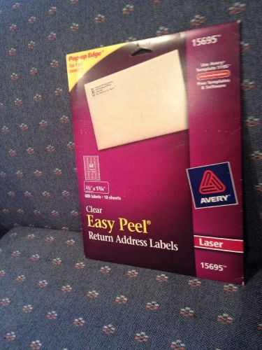 Avery 15695 Laser Labels, Return Address, 2/3&#034;x1-3/4&#034;, 600/BX, Clear