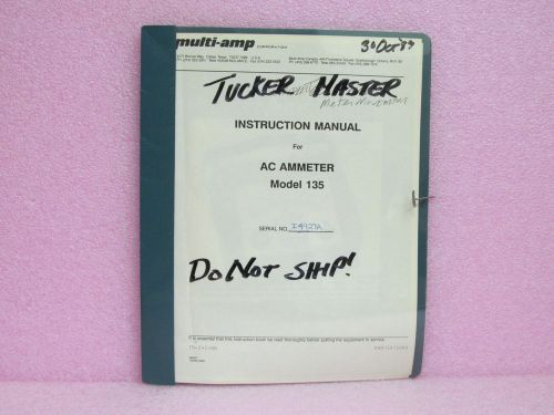 Multi-Amp Manual 135 AC Ammeter Instruction Manual w/Schematic