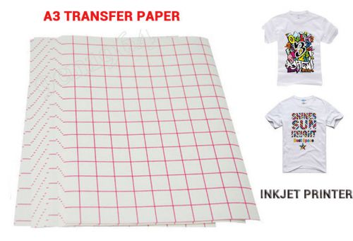 50 sheets a3 inkjet heat iron on transfer paper light color fabric for sale