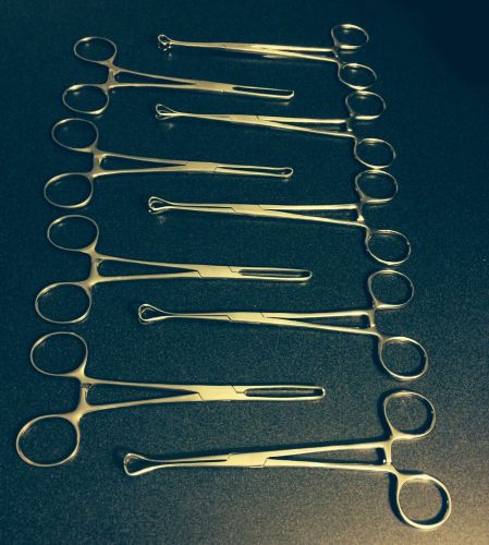 Babcock and Allis Tissue Forceps, Sklar, Weck, Lawton, Codman - Lot of 9