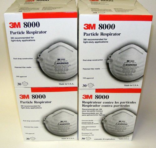 3M 8000 N95 Particulate Respirator Masks NIOSH DUST VIRUS ALLERGENS 30 Masks NEW