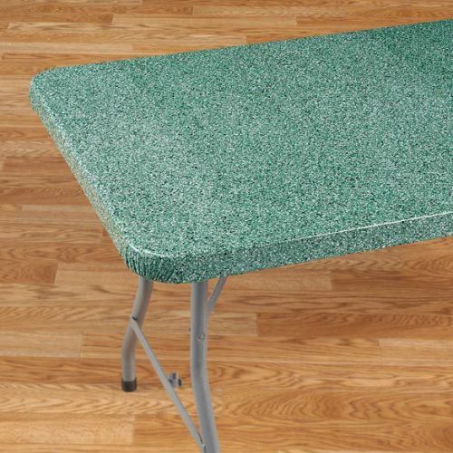 Fitted Table Cover Elasticized Banquet Event Vinyl Tablecloth Fits 72&#034;x30&#034; Green