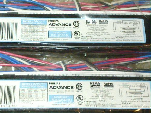 2 x New Philips Advance Centium Instant start Ballast 2 or 1 F32T8 Fluorescent