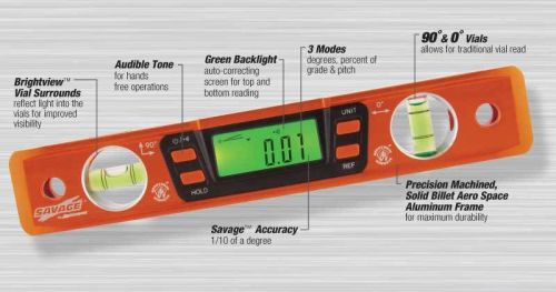 NEW - Swanson - Savage Digital Torpedo Level - 9-in - Neodymium Magnets - SVT200