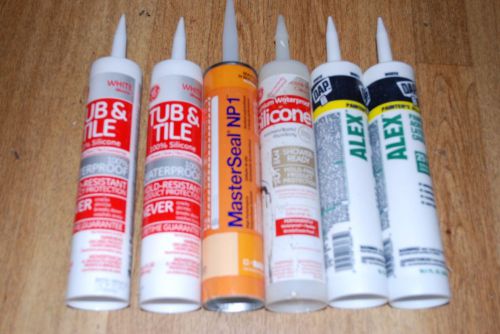 Lot of 6 GE White/Clear Silicone - NP1&amp; Dap Latex Caulk