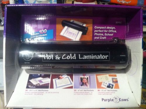 RARE MODEL * NIB * Purple Cows Hot/Cold Laminator w/100 Assorted 3 mil Pockets