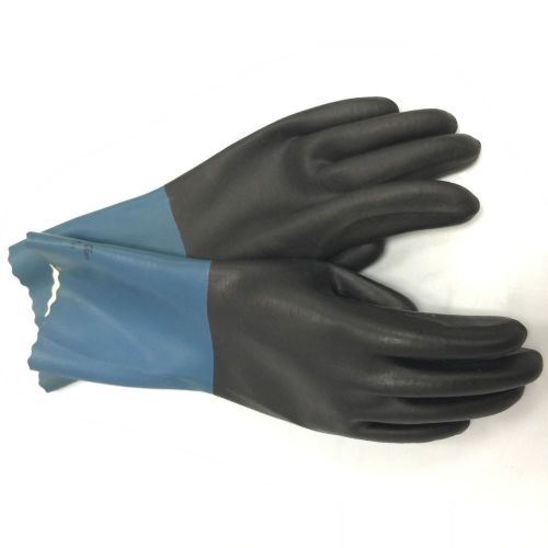 Black blue neoprene gloves 12 inch double dip sand finish interlock lined 1 pair for sale