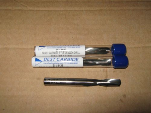 5/16&#034;(.3125)SOLID CARBIDE 15DEG HELIX 135DEG SPLIT PT SCREW MACH DR BIT LOT of 3