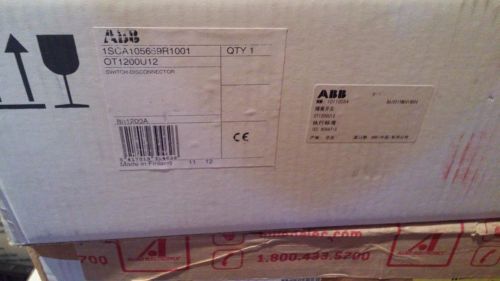 NEW - ABB OT1200U12, 3P SW 1200A NF UL98 Disconnect Switch