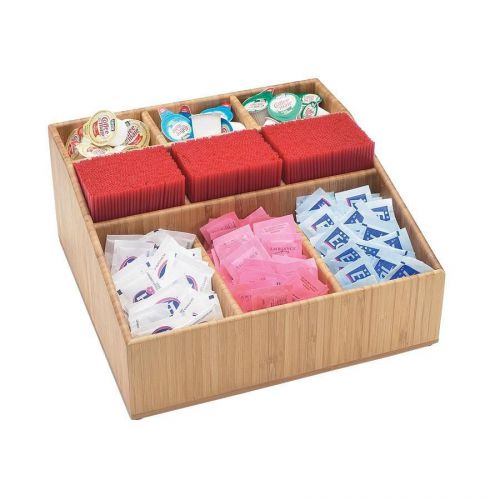 Cal-Mil 1714-60 Bamboo Coffee Condiment Organizer - 12&#034; x 12&#034; x 5 1/2&#034;