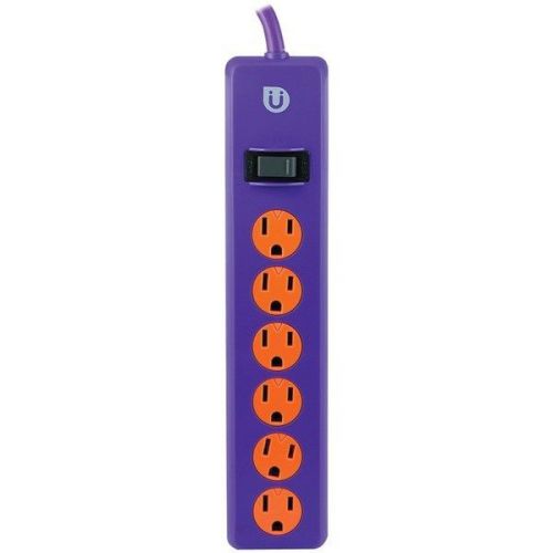 GE 25116 Uber 6 Outlet Power Strip Purple/Orange 4&#039; Cord